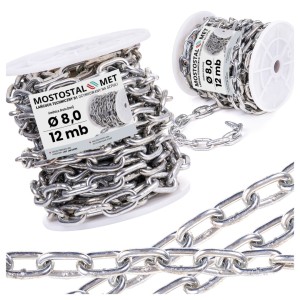 Łańcuch gospodarczy D1 fi 8 mm ocynkowany – szpula 12 mb